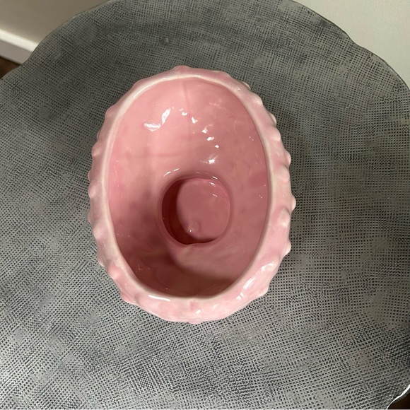 Vintage ~Brush Glazed Pink Ceramic Planter with Bubble Dots - Picture 6 of 9